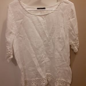 WOMENS PLUS SIZE 1X WHITE BLOUSE LUNGO L'ARNO